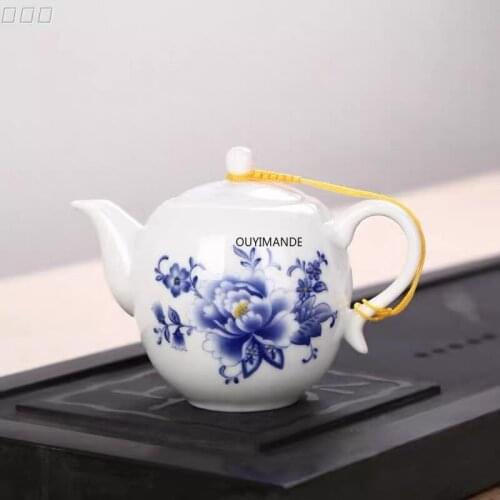 Jingdezhen Creative Blue and White Porcelain Flower Tea Pot Ceramic Office Teapot Household Kettle Kung Fu Gaiwan Drinkware