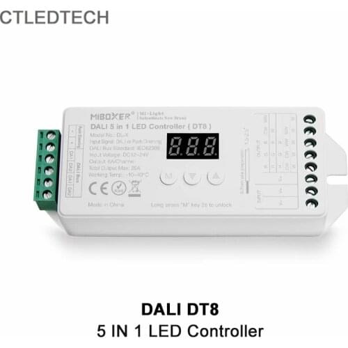 Hot DL-X DALI DT8 Driver DC12V24V6A*5CH Low Voltage Drive for LED Single Color/CCT/RGB/RGBW/RGBWA/RGBWY/RGB+CCT Strip Tape Light