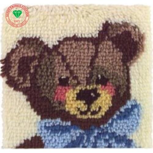 Cute Bear Needlework Latch hook rug kits Cross-stitch carpet cushion Patchwork diy pillowcase embroidery thread Home Decoration