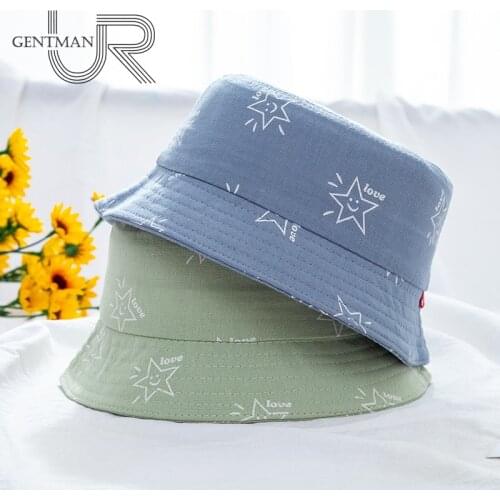New Childrens Bucket Hats Cartoon Smile Star Printing Cotton Soft Kids Cute Summer Hat Girls Boys Casual Multicolor Panama Cap