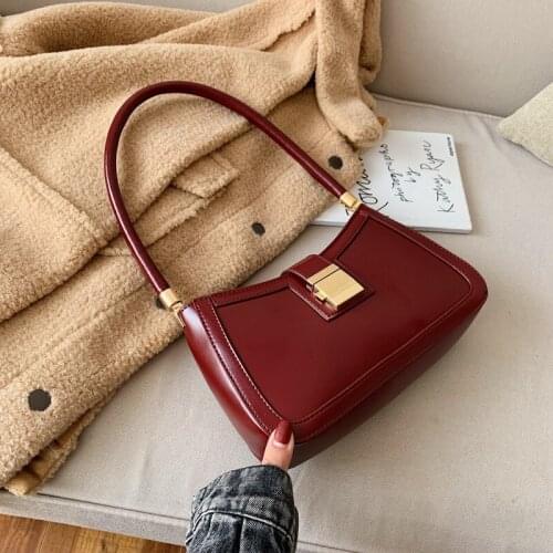 2021 NEW WOMEN HANDBAG Solid Color PU Leather Shoulder Bags For Women 2021 Lock Handbags Small Travel Hand Bag Lady Fashion Bags