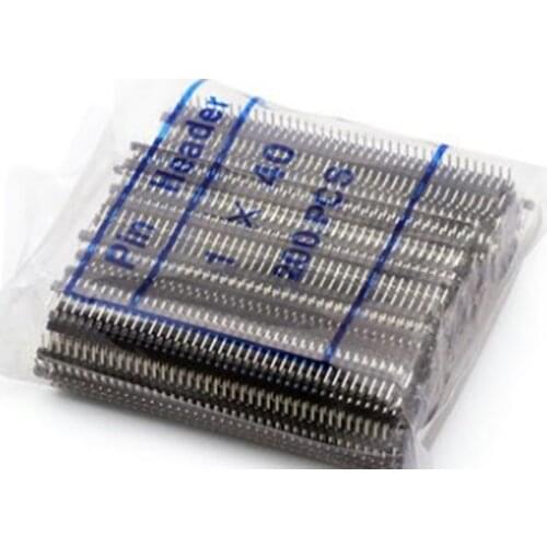 200pcs/lot 40P Male Single Row Pin Header Strip PCB Male IC Connector Pin Header 1*40P 2.54 mm 1X40P / 1*40 Male Pin Header