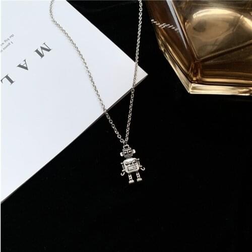 Punk Mechanical Metal Robot Pendant Necklace Funny Mechanic Necklace for Women Men Girls Kids Collar Neck Jewelry Gift Wholesale