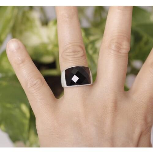 100%s925 silver couple ring diamond black agate male ring