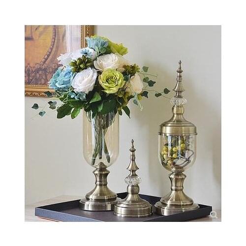 European style living room table decorations, modern creative transparent vases, high-end home decoration