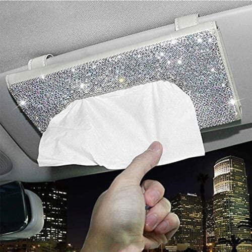 Crystals Bling Tissue Box Holder for Car Sun Visor Decor Accessories