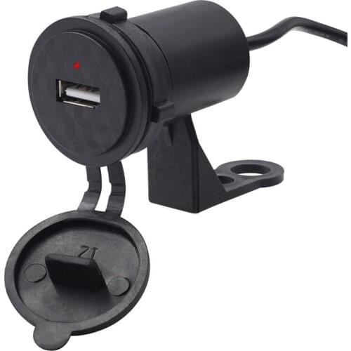 12v waterproof Motorcycle Handlebar Mount USB Phone Charger with LED Indicator dustproof Single Port for Motorbike Electric