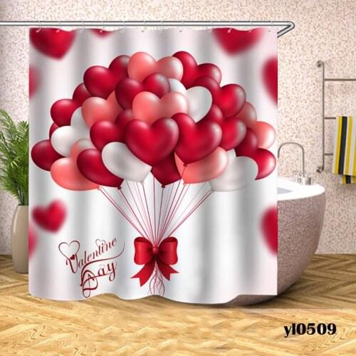 Waterproof Love Heart Shower Curtains Print Bath Curtains Home For Bathroom Bathtub Large Wide Bathing Cover For Valentine Days