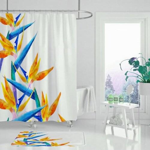 Green leaf flower print shower curtain bedroom modern natural plant pattern polyester bathroom curtain