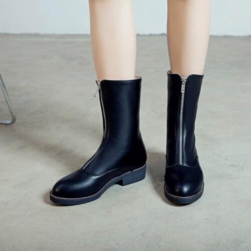 BLXQPYT Big Size 34-50 Winter shoes warm Med-calf Boots Women zipper High Heels 12cm Pumps Platform boots Shoes woman 3008