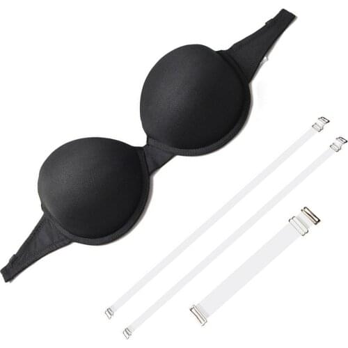 Vgplay Women Bra Push-up Strapless Bras for Small Breast Women Light Padded Brassiere Clear Strap Backless Multiway Underwear