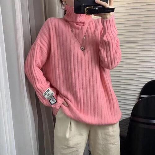 2021 Autumn Winter Womens Knit Turtleneck Sweater Solid color Casual Soft Slim Sweater Long Sleeve Fashion Ladies Warm Pullover