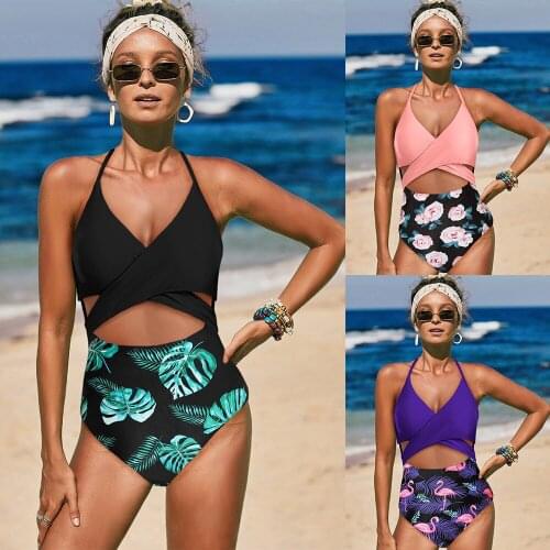 2021 New Women Bikini Wire Free Plant Cotton Print High Waist Elegant Fashion Women Summer Beach Sexy Bikini Swimsuit Bathing
