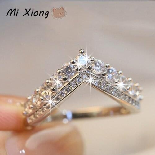 Mi Xiong Real S925 Sterling Silver Unique Luxury Full Diamond Crown Women Rings Designer Top Crafts Ladies Wedding Brand Jewelry