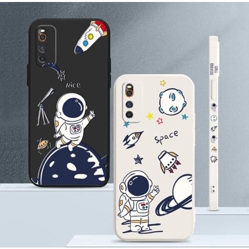 Liquid Silicone Astronaut Soft Case For VIVO iqoo 7 5 Pro Z1 U1 U3 X iqoo Neo 5 3 855 V17 Neo V11i Square Phone Cover Case Coque