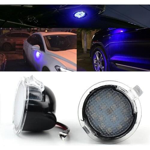 1 Pair Side Mirror Lights LED Puddle For Ford F150 Edge Fusion Taurus Explorer Mustang King Ranch Super Blue 12V