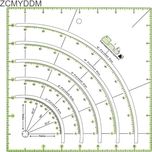 ZCMYDDM 1PC Arcs & Fans Quilt Circle Cutter Ruler for Fabric Quilting Double Colored Lines DIY Craft Weaving Quilting Tools