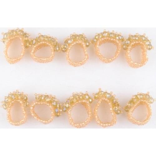 10PCS Light Yellow Natural Crystal Finger Stretch Rings For Women Jewelry Faceted Beads Handmade Elastic Size US 6~9 TJ3013