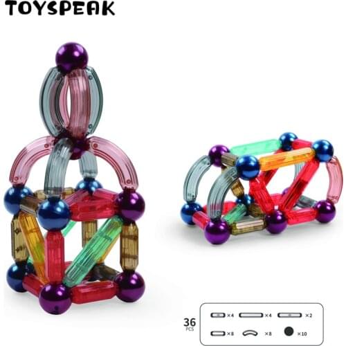 36Pcs 42pcs Big Size Magnetic Stick Building Blocks with Lighting Children Kid Educational Game Set