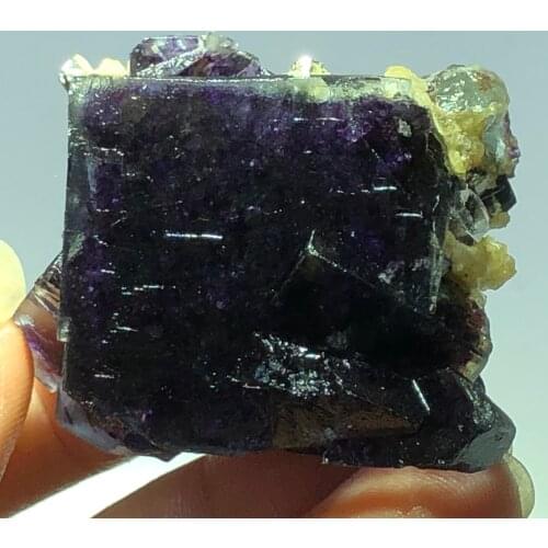 49.4gNatural dark purple fluorite and brass mineral specimen stone home decoration healing ring vein teaching CRYSTAL QUARTZ GEM