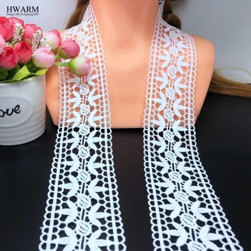 5yard 5.5cm Bamboo leaf reticulate white african lace fabric ribbon trim DIY wedding decoration hat pillow skirt accessories