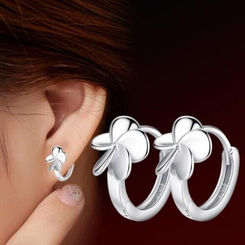 925 sterling silver new woman jewelry fashion earrings high quality retro five leaf flower leaf grass pop