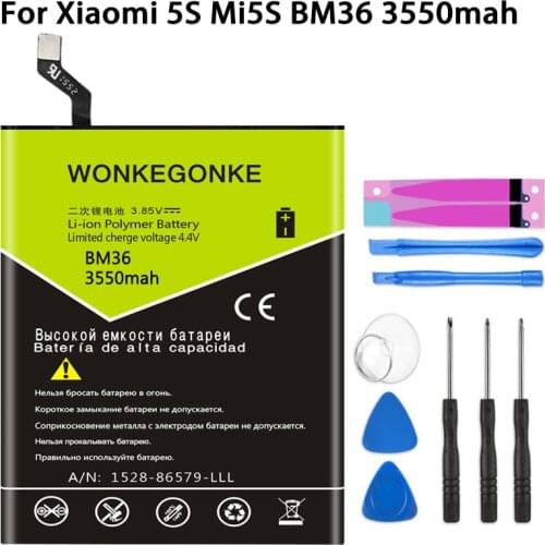 WONKEGONKE BM36 battery For Xiaomi 5S Mi5S cell phone Batterie Bateria