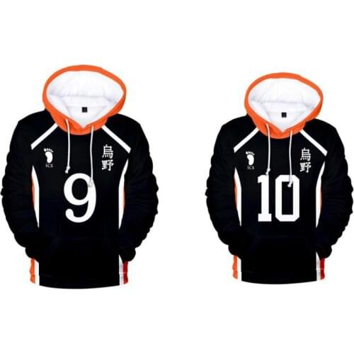 Anime Haikyuu Karasuno High School Hinata Shoyo Kageyama Tobio 3D Print Funny Hoodie Men Women Casual Sweatshirt Cosplay Costume
