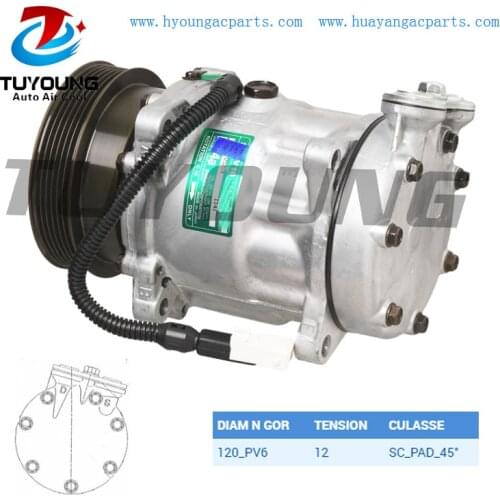SD7V16 auto a/c compressor for-Peugeot 406 607 807-Citroen C5 C8 Xantia Lancia PHEDRA 6453AX 6453Z4 71723460 120mm 6pk 12v