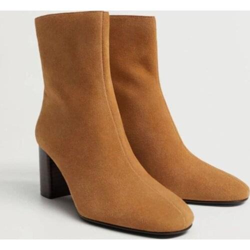 Genuine Leather Womens Boots Daily Shoes Heels Platform Winter High Rain Female Ankle Girls Autumn Fashion Free Shipping Turkey