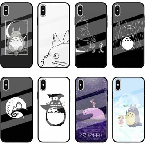 Cartoon Anime Hard Tempered Glass Case for iPhone 12 11 Pro Max 12 Mini X XR XS 8 7 6s Plus Cover