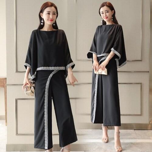 Black Short Suit Wide Leg Pants Fashion Two-Piece Female 2019 Autumn New Classic WomenS Suit Temperament Elegant Clothes AA4475