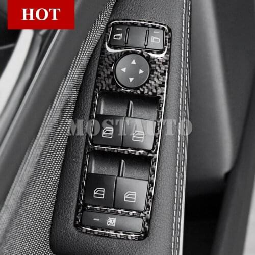 For Benz E Class W212 Carbon Fiber Car Door Window Button Trim Cover 2010-2015 4pcs Car Decor Car Accesories Interior Car Trim