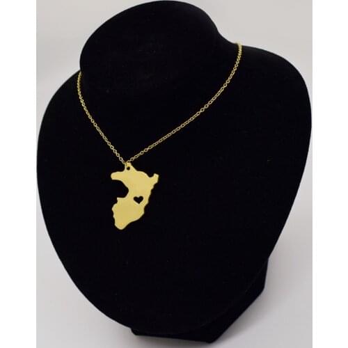 European and American simple personality titanium steel Peru map necklace pendant female popular versatile heart pendant