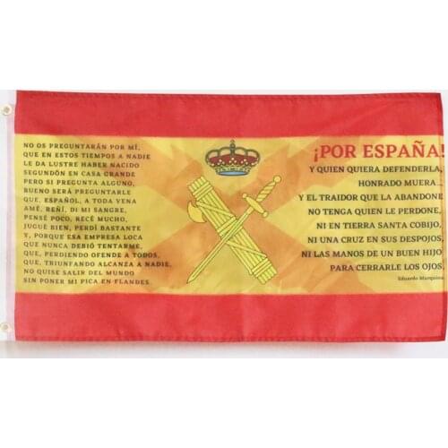 Flag Of Spain With Cross Of Burgundy Spanish Empire Cross Of San Andreas With Poem About Spain And Civil Guard Shield