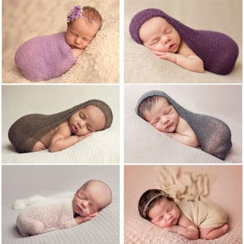 Hot Acessorios Newborn Photography Infant Costume Outfit Atrezzo Fotografia Baby Cotton Soft Photo Wrap Matching With Headband