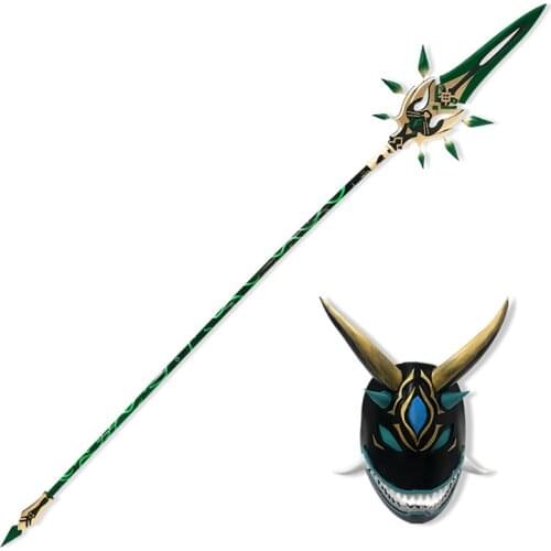 Game Genshin Impact Xiao Cosplay Spear Prop 180CM Weapon Mask Halloween Christmas Costumes Accessories Comic Exhibition Props