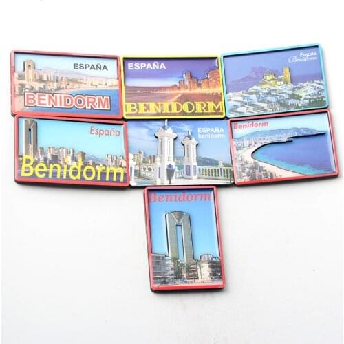 Spain Benidorm Wooden Craft Fridge Magnet Souvenir Tourism Stickers On The Refrigerator Magnetic Home Decor Figurine Toys