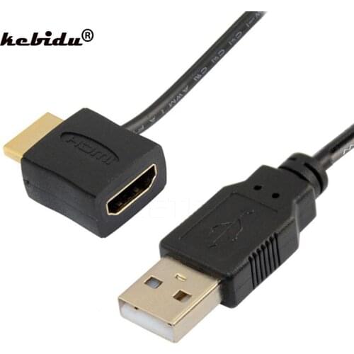 Kebidu High Quality HDMI-compatible Male To Female HDMI Adapter Converter Connector With 50cm USB 2.0 Charger Power Supply Cable