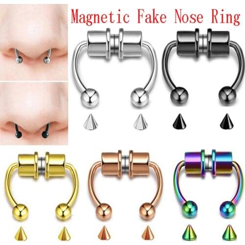 2021 Nose Ring Reusable Alloy Fake Magnetic Horseshoe Non Piercing Hoop Jewelry For Party Bar