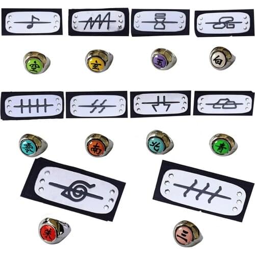 SET Anime Naruto Rings Headband Accessories Props Cartoon NARUTO Cosplay Figure Action Akatsuki Itachi Jewerly Kids Boy Gift Toy