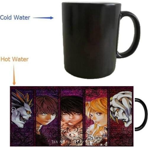 Death Note Mugs Heat Transfer Change Color Heat Reveal Mug Temperature Color Changing Heating Coffee Mug