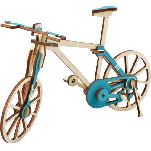 Laser Cutting New Assembly DIY Education Toy 3D Wooden Model Puzzles For Kids Gifts Of Bicycle bike