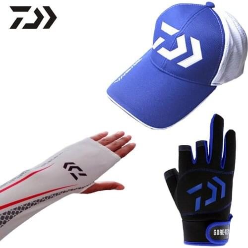 Summer Sunshield Daiwa Dawa Package Sunshade Hat Cap Outdoor Sports Gloves UV protection Arm Sleeves Fishing Hunting Hiking
