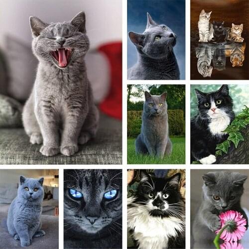 Best gift for children round diamond painting mosaic 5D diamond painting cat embroidery cross stitch kit