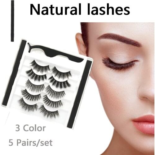Natural Waterproof Magnetic Eyelashes And Eyeliner Set 5 Pairs 3D Mink False Lashes Long Lasting Eyelashes Extension Maquillaje