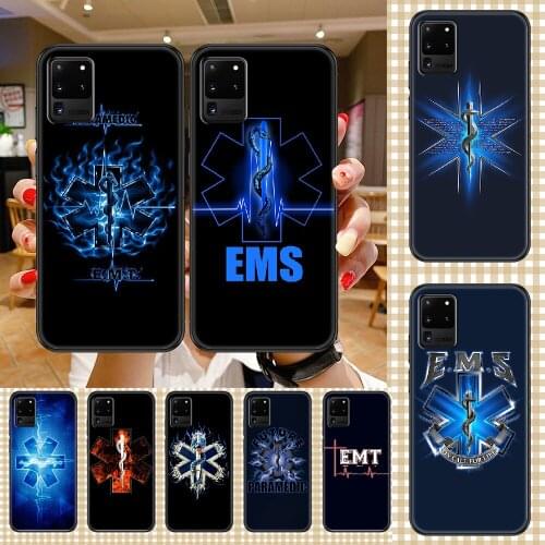 EMT EMS Medical Rescue Phone case For Samsung Galaxy Note 4 8 9 10 20 S8 S9 S10 S10E S20 Plus UITRA Ultra black silicone coque