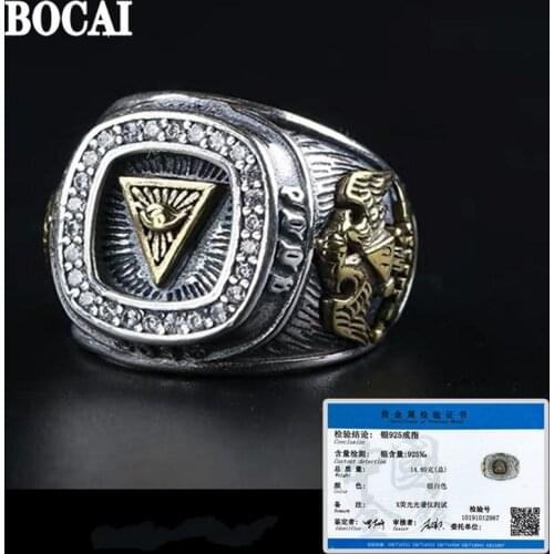 2019 new ring for male handmade jewelry 100% S925 silver jewelry omniscient eye silver ring mans silver ring