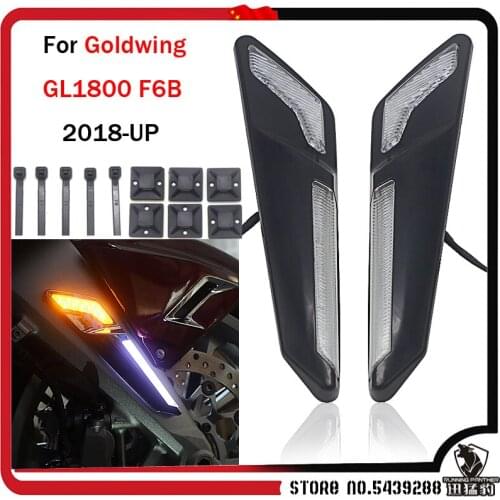 New For Honda Goldwing GL1800 F6B 2018-UP Motorcycle Front Brake Fork Mounted NAV LED Lights in Chrome or Black 2019 2020