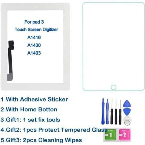 New Touch Screen For iPad 3 iPad3 A1416 A1430 A1403 LCD Outer Digitizer Sensor Glass Panel Replacement